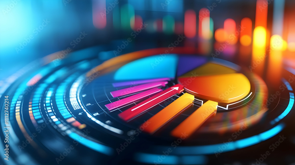 Poster vibrant data visualization and analytics design.