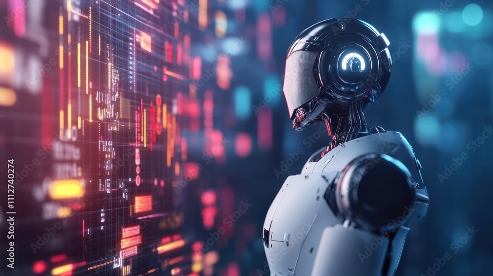 Poster ai, data analysis. business people use ai to analyze financial related data. big data complex perfor