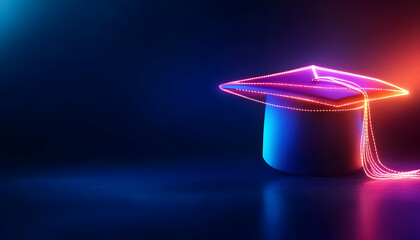 Vibrant graduation cap with neon colors.