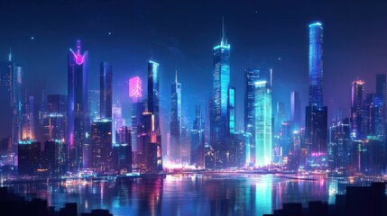 AI Driven Smart City Infrastructure Predictive Maintenance Concept with Futuristic Cityscape at Night