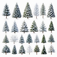 Obraz premium Christmas Trees with Snow isolated on transparent or white background 