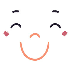 Kawaii face, cute cartoon face illustration. Hand drawn Japanese, anime, manga style design, isolated vector. Kids print element, facial expression, emotion, avatar, icon