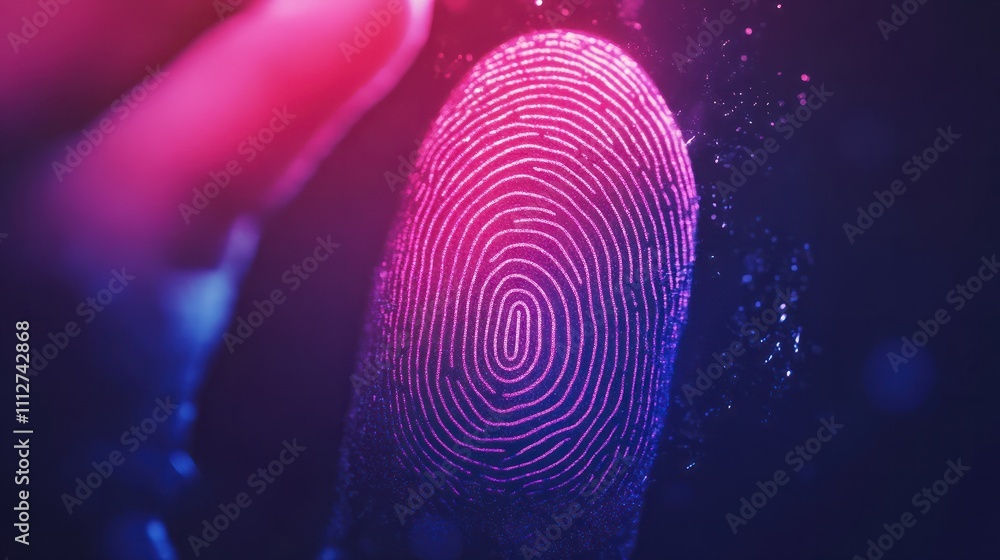 Poster businessman using fingerprint scanning to unlock and access business information network biometric i