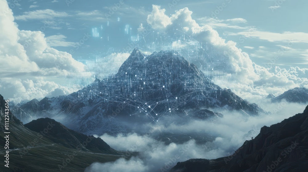 Poster cloud computing transfer big data on internet. futuristic digital technology .generative ai