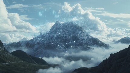 Cloud computing transfer big data on internet. futuristic digital technology .Generative AI