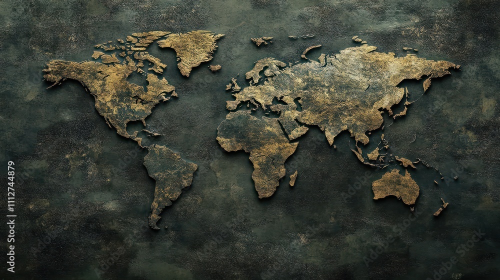 Poster digital world map - global data monitoring background