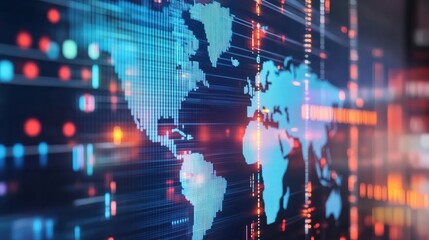 Digital world map - global data monitoring background