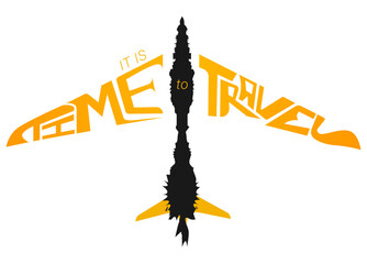 it is time to travel quote t shirt design with plan shape. motivational phrase t shirt design
