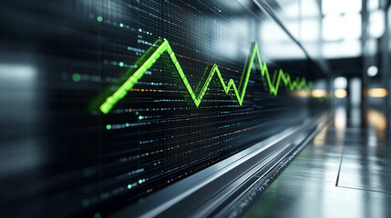 Dynamic financial graph with abstract and modern design, ideal for representing market analysis, economics, investments, data and technological trends in the world of finance and business.
