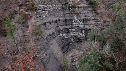 Natural erosion in Conklin's Gully in High Tor Wildlife Management Area New York State natural remote landscape and canyons with geological rock formations carved by rushing water