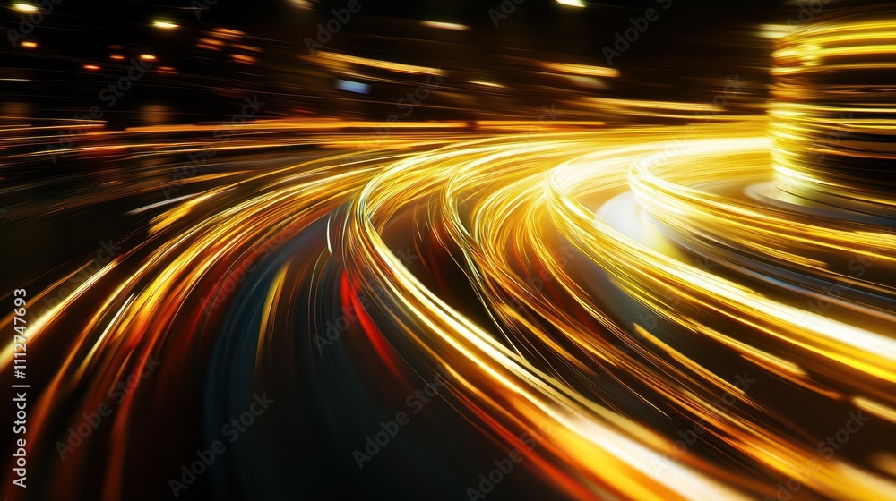 Poster iot theme with abstract high speed technology pov motion blur