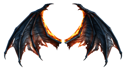 photorealistic burning demon wings on a white  background.AI GENERATED
