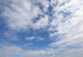 blue sky with white clouds and no other elements ideal as a weather forecast concept