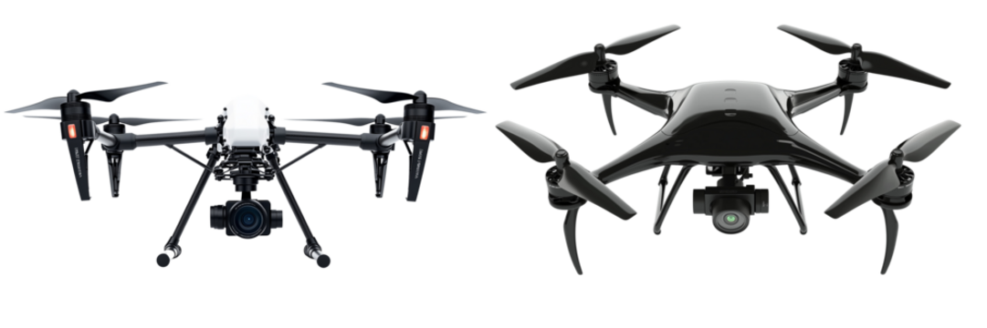 Set of drone with camera, isolated on transparent background. - Powered by Adobe