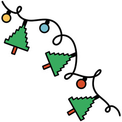 Christmas lights hand drawn cartoon 