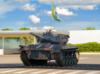 Brazilian military war tank M41 Walker Bulldog a powerful long range armored assault vehicle...