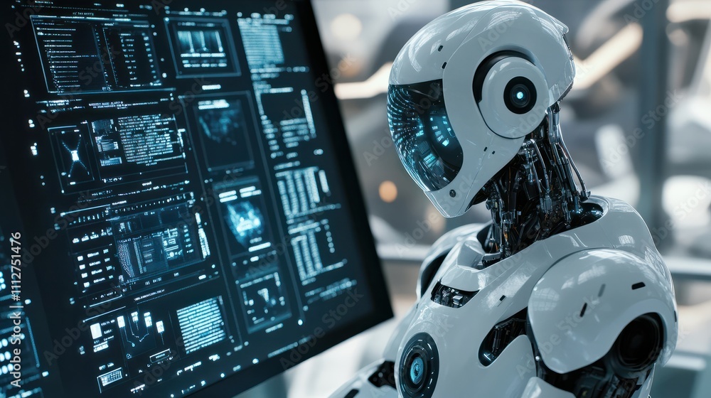 Poster vertical data analytics automated with ai technology. big data, business analytics and artificial in
