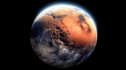Planet in dark background: Fantasy Sci-Fi Exploration in Space