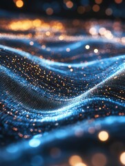 Abstract data transmission visualization. Big data code representation. Glittering dust of lights. Graphic concept for your design