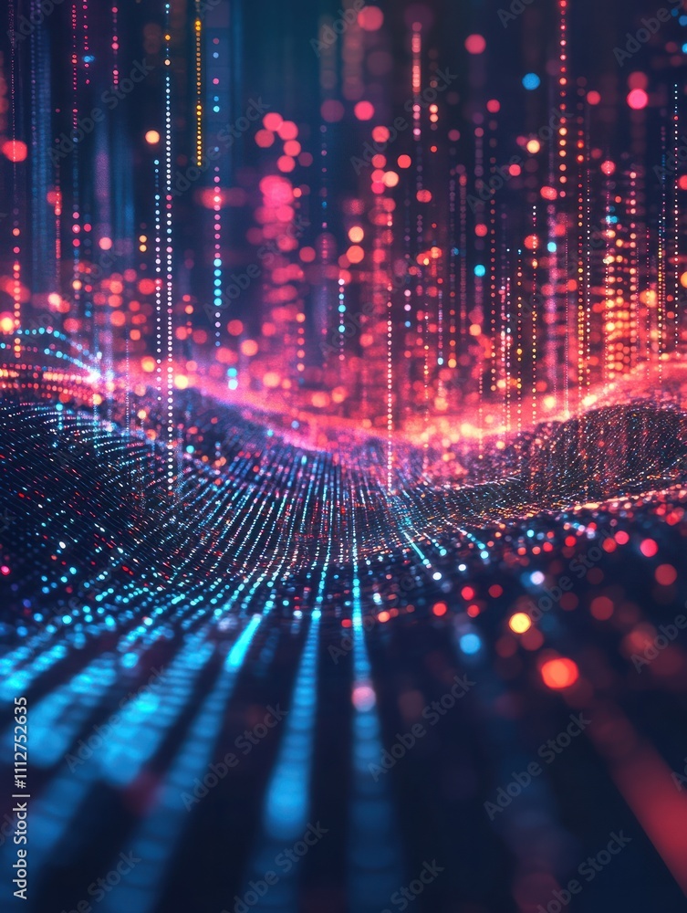 Poster abstract infographics visualization. big data code representation. futuristic network or business an