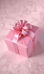 Obraz premium A beautifully wrapped gift box filled with soft pink tissue paper , sweet treats, home fragrance