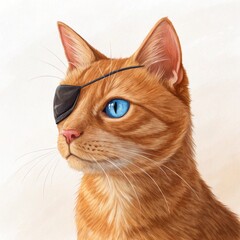 Ginger Pirate Cat - Playful Orange Feline Character with Eye Patch