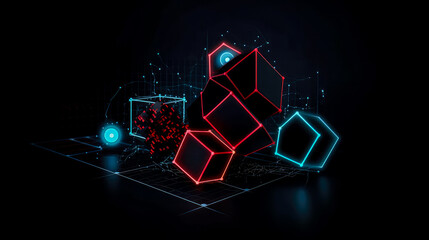 Abstract shape geometri line in the dark background, technology concept