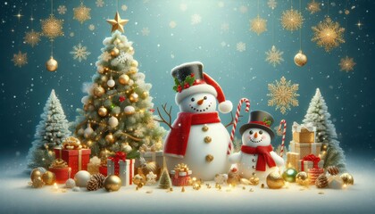 christmas tree and decorations content created with generative AI software.