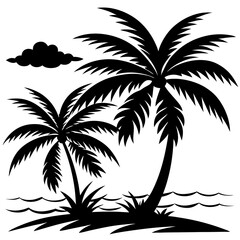 Fototapeta premium silhouette of palm trees