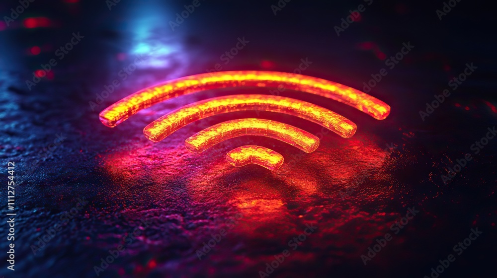 Poster 3d wireless connection icon and sharing network on internet hotspot access point for digital and online coverage broadcasting area with 3d wifi 3d wireless signal icon rendering illustratio