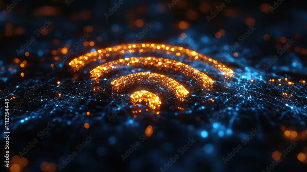 Fototapete 3d wireless connection icon and sharing network on internet hotspot access point for digital and online coverage broadcasting area with 3d wifi 3d wireless signal icon rendering illustratio