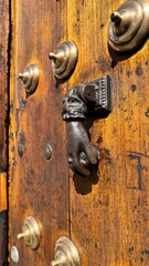 Fototapeta premium antique doors with brass and coper accents 