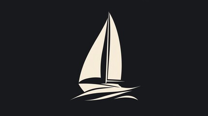 A simple, elegant silhouette of a sailboat sailing on the waves.
