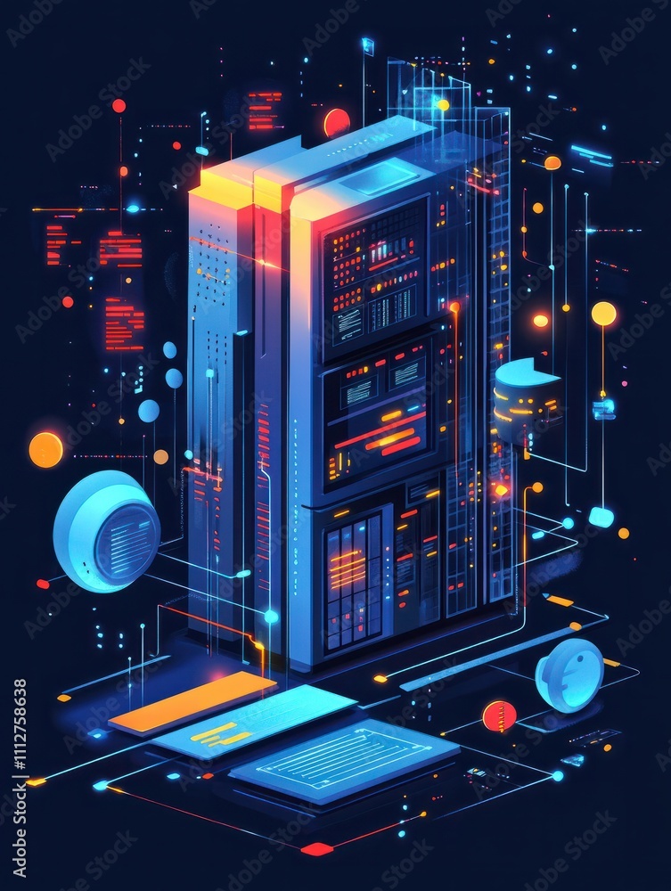 Poster information storage infrastructure abstract concept vector illustration set. big data architecture, 
