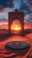 Magnificent Desert Archway at Sunrise: A Timeless Architectural Masterpiece