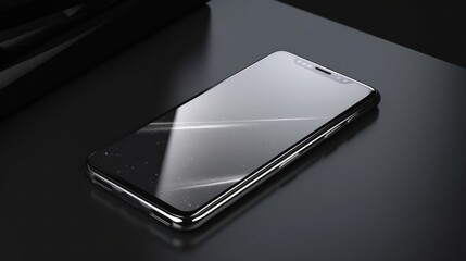 Sleek Smartphone with Protective Screen Protector on Dark Surface