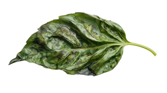 Scorched Green Basil Leaf with Burnt Edges