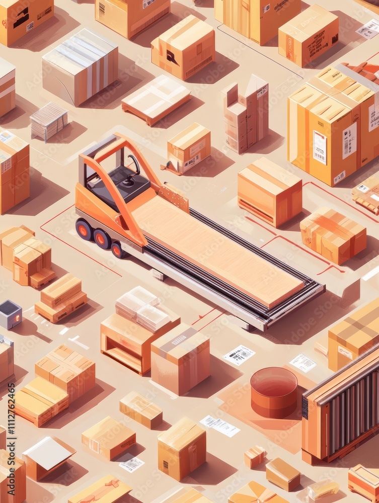 Poster sorting parcels abstract concept vector illustration set. warehouse robotization, sortation systems,