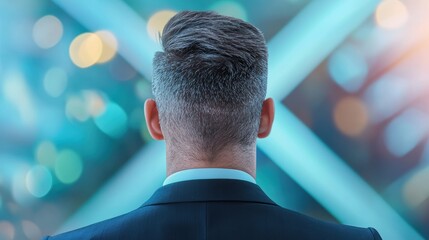 A businessman in a suit standing at a crossroads, contemplating different paths and making strategic decisions to navigate the complex world of finance and investments.