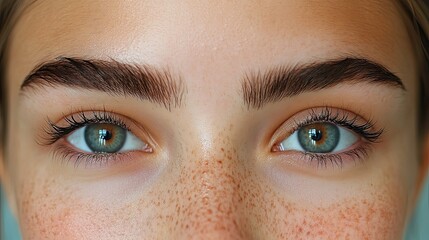 Obraz premium a young woman both before and after hair transplantation had bald eyebrow