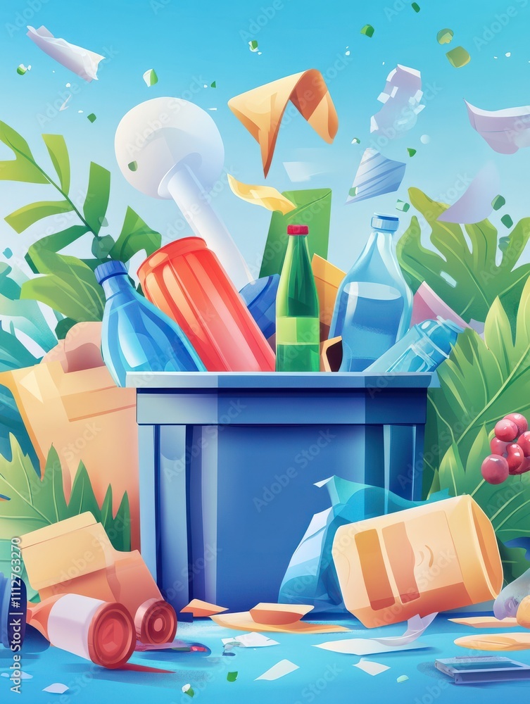 Aufkleber waste disposal and reuse abstract concept vector illustration set. garbage collection and sorting, g