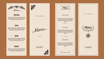Minimalist Christmas Dinner Menu Design , Elegant Vintage Style for Special Celebrations