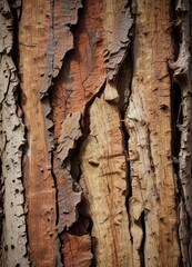 Macro shot of tree bark with visible cracks and crevices, tree, bark