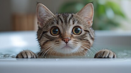 adorable cat in the home bathtub