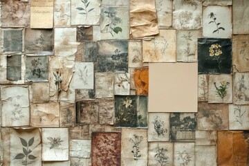 A collage of vintage botanical illustrations on aged paper.