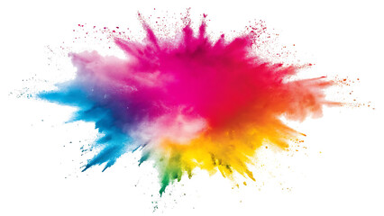 rainbow colored pulver explosion isolated on white background.AI GENERATED