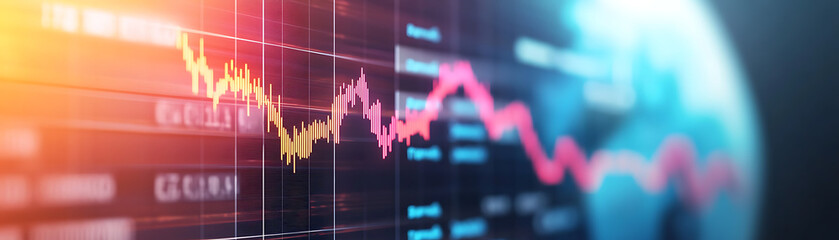Global economic outlook analyzing trends in financial markets and data visualization