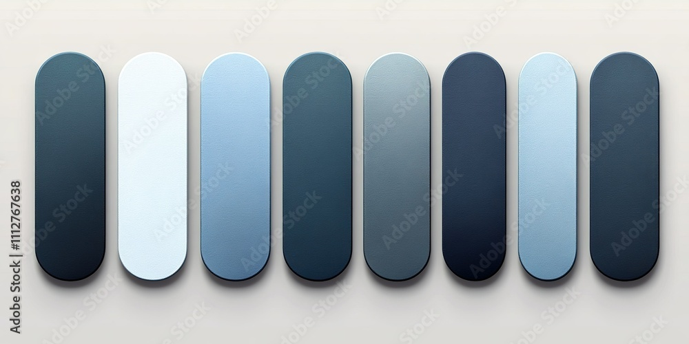 Poster colors arranged in gradient from light to dark with a smooth finish and modern aesthetic on a neutra