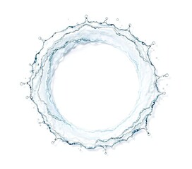 Water splash with ripples in a circular motion on white background, splash art, ripple, colorful