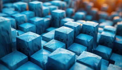 Obraz premium A blue cube with a white border is shown in a close up